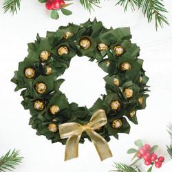 Amazing Deocrative Wreath of Handmade Chocolates for Xmas to Cooch Behar