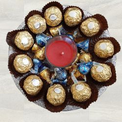 Tasty Hersheys Kisses n Ferrero Rocher with Aroma Candles to Balasore