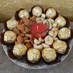 Amazing Combo of Dry Fruits with Ferrero Rocher n Aroma Candles to Kollam