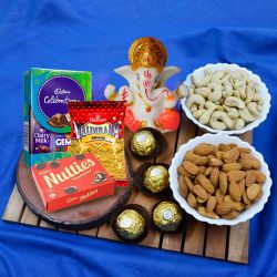 Blissful Marble Ganpati with Dry Fruits, Chocolates n Snacks