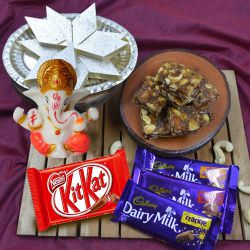 Amazing Marble Ganpati with Cadbury Chocolates n Haldiram Sweets