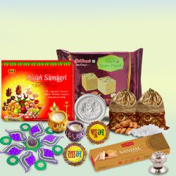 Magical Deepawali Pujan N Decor Gift Box with Sweets
