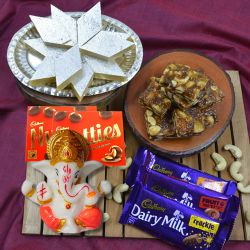 Exceptional Marble Ganpati with Cadbury Chocolates n Haldiram Sweets