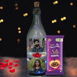Special Personalized Gift of LED Glowing Bottle Lamp n Cadbury Chocolate