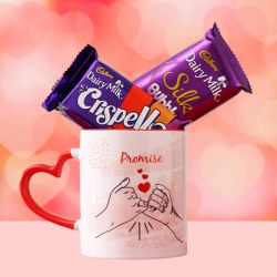 Magnificent Red Heart-Handle Mug with Cadbury Chocolates