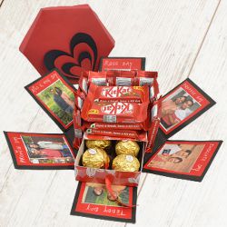 Valentine Hexagonal Explosion Box of Ferrero Rocher n Kitkat