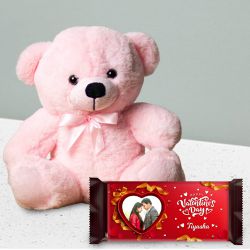 Awesome Personalized Choco Wrapper with Chocolate with Teddy for Valentine