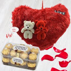 Hearty Musical Cushion with Ferrero Rocher for Valentine