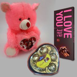 Personalized Teddy with Chocolates for Valentine