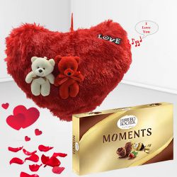 Musical Heart Shape Cushion with Ferrero Moments for Valentine