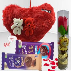 Hearty Musical Cushion with Cadbury n Rudolfo Chocolates for Valentine