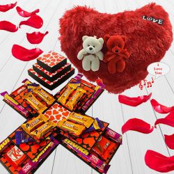 Romantic 3 Layer Chocolate Explosion Box with I Love You Musical Cushion