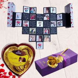 Charming Pop Heart Personalized Card with Heart Shape Sapphire Chocolate n Golden Rose
