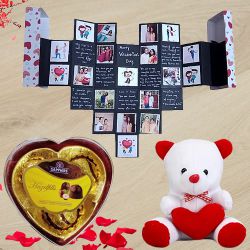 Fantastic Pop Out Heart Personalized Card with Heart Shape Sapphire Chocolate Box  N  a 6in Teddy