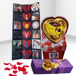 Amazing Love Infinity Personalized Card with Heart Shape Sapphire Chocolate Box  N  a Golden Rose