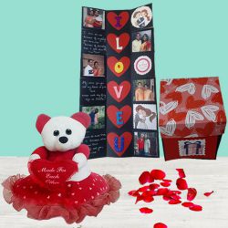 Elegant Personalized Infinity Explosion Card with a heart holding Teddy