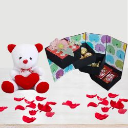 Delightful 4 Layer Stepper Box and a Love Teddy with Heart Combo