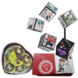 Classy Combo of Personalized Photo Pop Up Box with Sapphire Hazelfills Chocolate Box to India