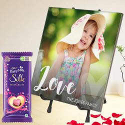 Stylish Personalized Photo Tile with ITC Fabelle Twin Chocolates