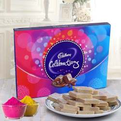 Splendid Haldiram Kaju Katli with Cadbury Celebrations n Herbal Gulal
