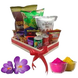 Impressive Connoisseurs Selection Hamper with Herbal Gulal for Holi