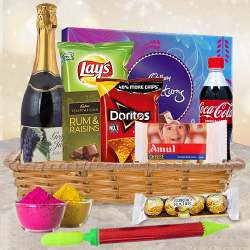Remarkable Festive Special Gourmet Basket with Holi Accessories