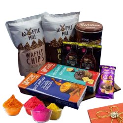 Impressive Chips N Chocolaty Hamper with Free Gulal for Holi