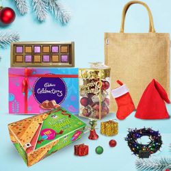 Yummy Chocolates N Christmas Accessories Gift Bag to Muvattupuzha
