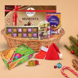 Tasty Assorted Chocolates N X-Ma Decor Basket to Marmagao