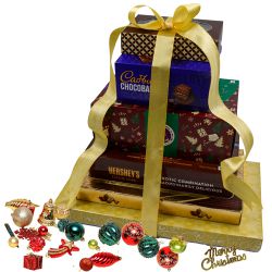 Exotic 6 Layer Chocolate Tower with Decor for Xmas to Nipani