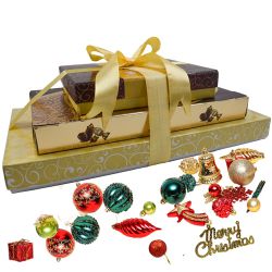 Delightful Chocolaty N Crunchy Christmas Tower Gift Combo to Nipani