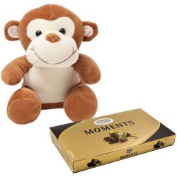 Kids Special Combo of Monkey Soft Toy N Ferrero Rocher Moments