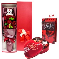 Romantic Valentine Surprise Gift Box with Greetings Card N Chocolate to Rourkela