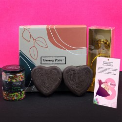 Cheerful Gift Box of Chocolates with Bookmark N Golden Rose