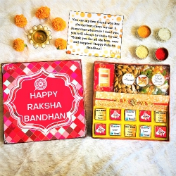 Stunning Rakhi with Chocolates N Nuts Hamper
