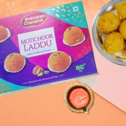 Festive Laddu With Diwali Diya to Punalur