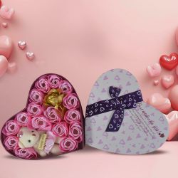 Beautiful Heart Shaped Roses N Teddy Box to Alappuzha
