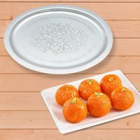 Haldirams Pure Ghee Laddoo N Silver Thali 