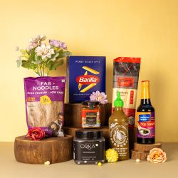 Exquisite Italian N Asian Cuisine Gift Hamper to India