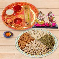 Diwali Puja Thali with Ganesh Lakshmi & Dry Fruits to Ambattur