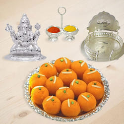 Puja Gift Special Pack with Ganeshji and Sweets to Lakshadweep