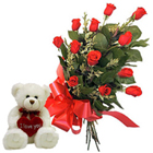 Breathtaking Red Roses Bunch with Teddy to Sivaganga