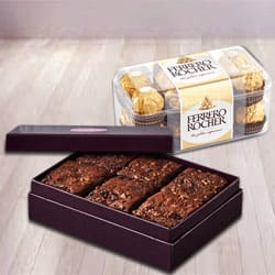 Delectable Brownies with Ferrero Rocher Chocolates to Tirur