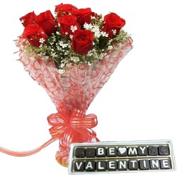 Majestic Red Roses with Handmade Chocolate Delight