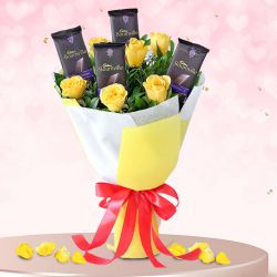 Breathtaking Cadbury Bournville n Yellow Roses Bouquet