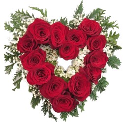 Love Shape Arrangement of Red Roses