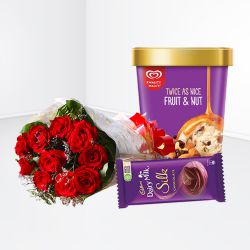 Yummy Fruity N Nutty Kwality Walls Ice Cream N Cadbury Chocolate wit Roses