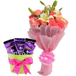 Valentine Mix of Flowers with Cadbury Chocolates