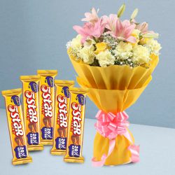 Joyous Moments Mixed Flowers Bouquet n Cadbury 5 Star Combo