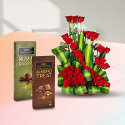 Unseen Love 50 Red Roses Arrangement with Cadbury Temptation